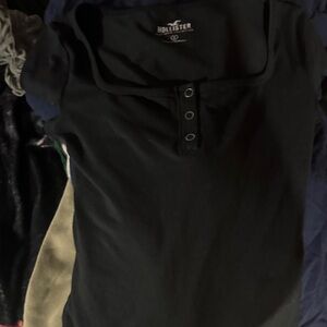 Hollister Black Short-Sleeve Henley